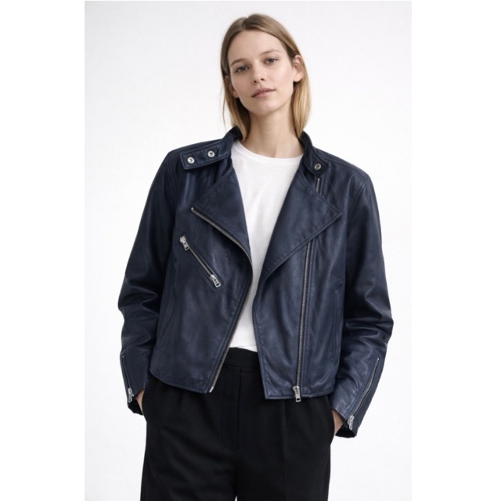 3.1 Philip Lim | Navy Leather Biker Jacket